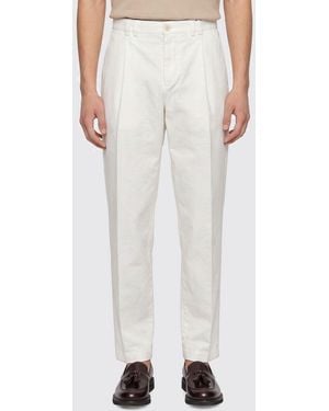 Canali Pantalón De Sastre De Pura Lana Virgen Con Pinzas Y Corte Recto - Blanco