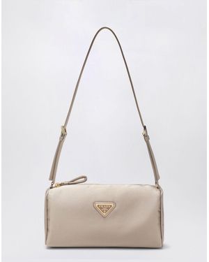 Prada Silk Mini Bag With Triangle Logo - Natural