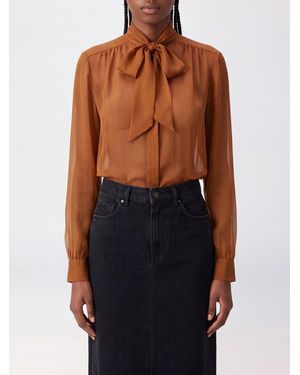 Lardini Transparente Viskosebluse Mit Schluppenkragen Und Verdecktem Verschluss - Blau
