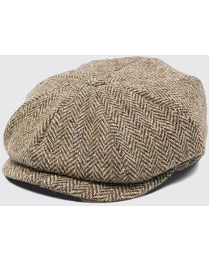 Emporio Armani Chevron Virgin Wool Flat Cap With A Structured Visor - Gray
