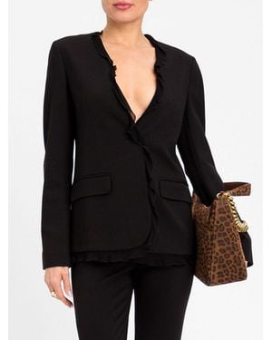 Twinset Kurzer Blazer Aus Viskosemischung Mit Verdecktem Verschluss - Schwarz