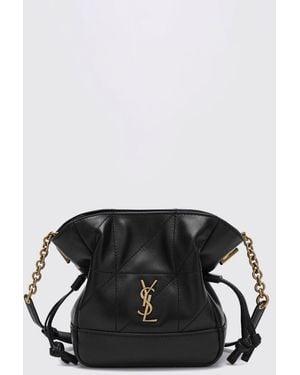 Saint Laurent Jamie Ysl Monogram Lambskin Leather Mini Bucket Bag - Black