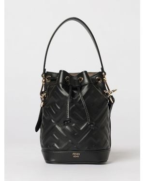 Fendi Mini Mon Tresor Nappa Leather Bag With Ff Matelassé Monogram - Black