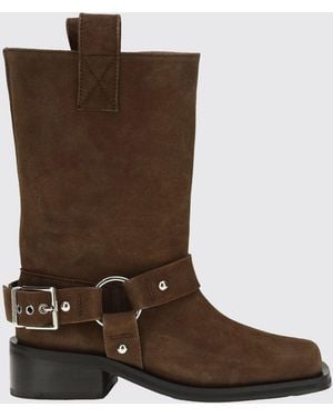 Ganni Suede Biker Boots - Brown