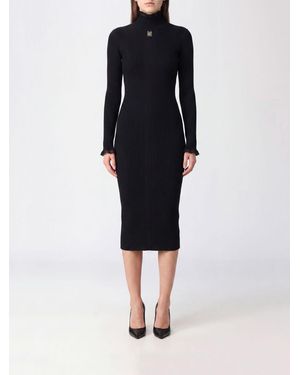 Elisabetta Franchi Slim Fit Turtleneck Midi Knit Dress - Blue