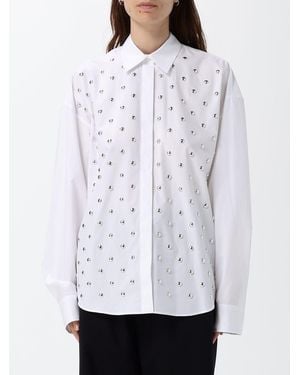 MSGM Relaxed Fit Studded Cotton Poplin Shirt - White