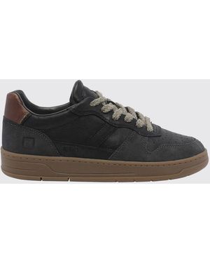 Date Court 2.0 Calfskin Leather Sneakers With A Contrast Printed Logo - Black