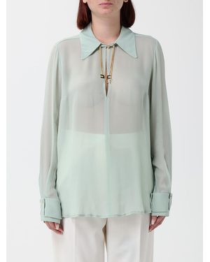 Elisabetta Franchi Sheer Georgette Shirt With Jewel Collar - Grey