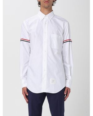 Thom Browne Cotton Oxford Shirt With Long Sleeves And Chest Pocket - White