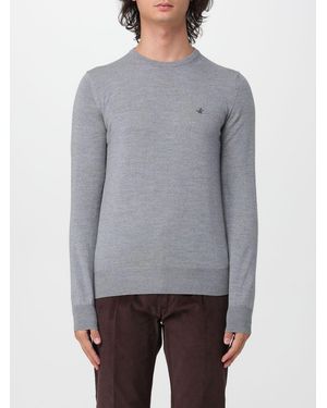 Brooksfield Crewneck Wool Jumper With Long Sleeves And Ribbed Trims - Grey