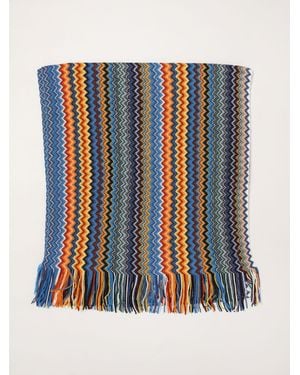 Missoni Écharpe En Mélange De Laine À Motif Rayé Abstrait Multicolore - Bleu