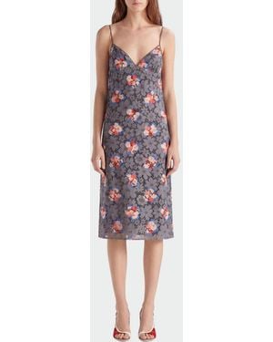 Fendi Midi Floral Lace Slip Dress - Red