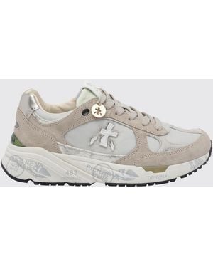 Premiata Mased Suede And Technical Fabric Low-Top Trainers With Logo - White