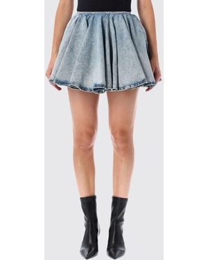 Haikure High-Waisted A-Line Denim Mini Skirt - Blue