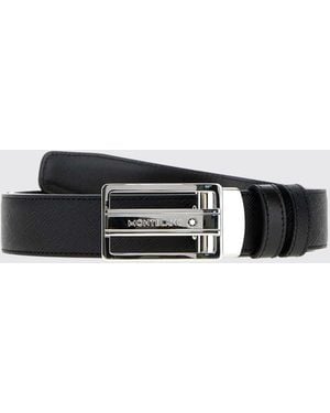 Montblanc Sartorial Reversible Calfskin Leather Belt With Engraved Logo Buckle - White