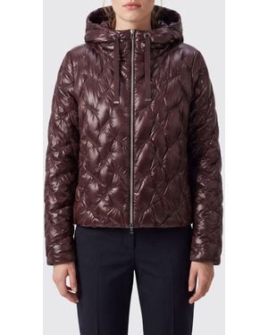 Herno Short Quilted Nylon Hooded Puffer Jacket With Zip Closure - Red