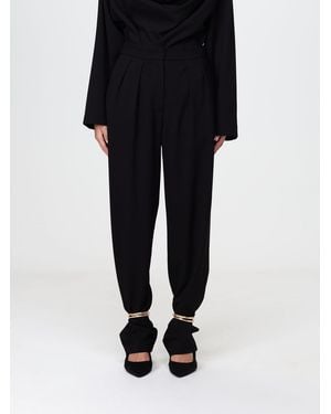 SIMONA CORSELLINI Wide-Leg Gabardine Trousers With Ring Detail - Black