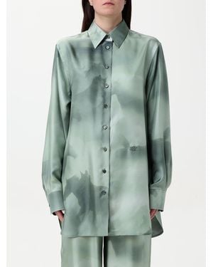 Stella McCartney Silk Shirt Horse Print Relaxed Fit - Green