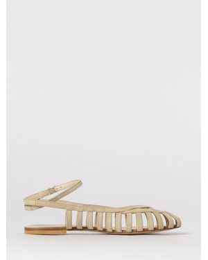Anna F. Laminated Leather Sandals - Natural