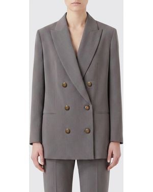 Giorgio Armani Silk Double Breasted Blazer - Grey