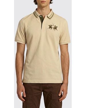 La Martina Cotton Polo Shirt With Logo - Natural