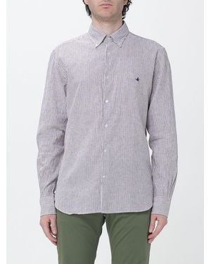 Brooksfield Striped Linen Casual Shirt - Grey