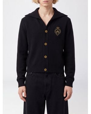 Dolce & Gabbana Dolce &Amp Gabbana Cardigan Aus Schurwolle Mit Matrosenkragen Und Logo-Wappen - Blau