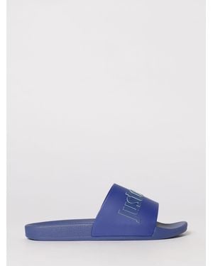 Just Cavalli Rubber Sliders With Printed Logo - Blue