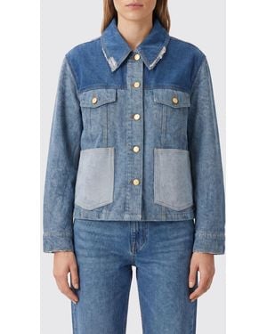 Ganni Cropped Patchwork Denim Jacket - Blue