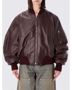 The Attico Oversized Leather Bomber Jacket With Dropped Shoulders - Brown