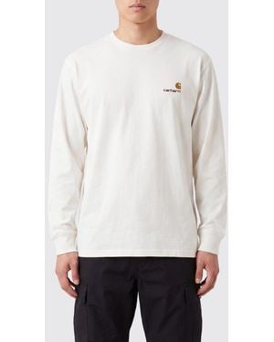 Carhartt Dropped Shoulder Long-Sleeved Cotton T-Shirt With Logo - White