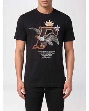 Philipp Plein Cotton T-Shirt With Logo And Rhinestones - Black