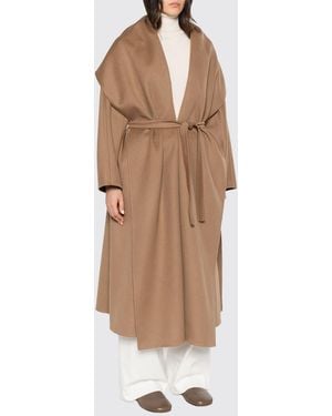 Max Mara Oversized Long 100% Cashmere Coat With Belt - White