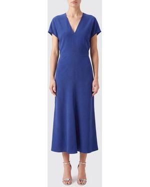 Victoria Beckham Edith Acetate Midi Tunic With V-Neck - Blue