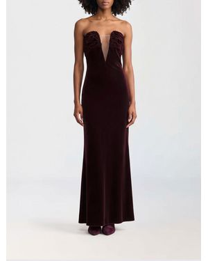 Giorgio Armani Off-The-Shoulder Velvet Gown With Sweetheart Neckline - Red