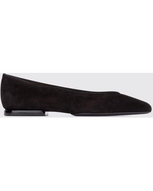 Loro Piana Suede Calfskin Ballet Flats With Round Toe - White