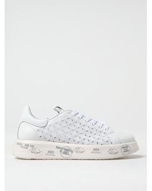Premiata Belle Perforated Leather Sneakers With Embroidery - White