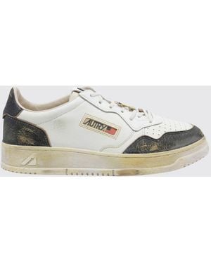 Autry Medalist Low Super Vintage Calfskin Sneakers With Worn Effect - White