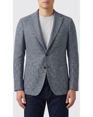 Tagliatore Single-Breasted Linen And Cotton Blend Blazer - Blue