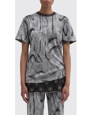 MACCAPANI Viscose T-Shirt With Abstract Pattern - Grey