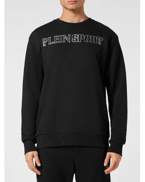 Philipp Plein Dropped Shoulder Embroidered Logo Cotton Sweatshirt - Black