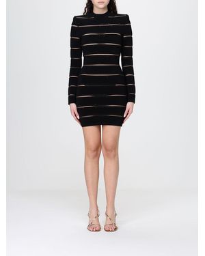 Balmain Rhinestone Embellished Viscose Blend Mini Dress - Black
