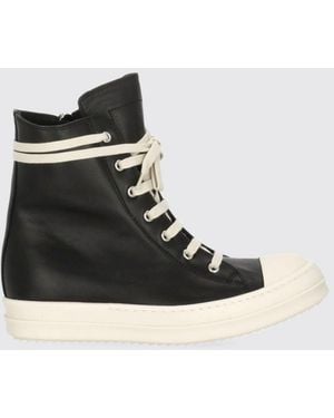 Rick Owens Zapatillas Altas De Piel De Becerro Lisa Con Cremallera Lateral - Negro