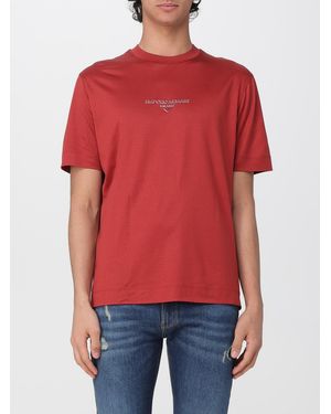 Emporio Armani Cotton T-Shirt With Logo - Red