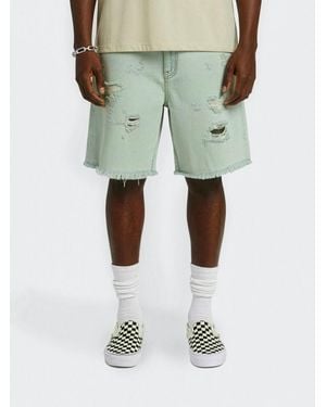Barrow Distressed Denim Shorts - Green