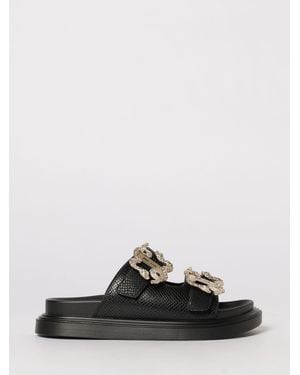 Just Cavalli Python Print Faux Leather Sandal - Black