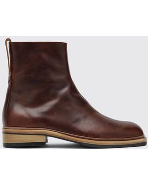 Our Legacy Daimono Smooth Leather Ankle Boots With Square Toe And Vibram Sole - Brown