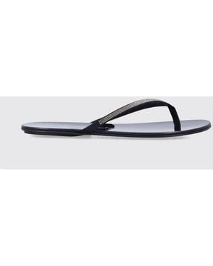 Pedro Garcia Satin Thong Sandals With Swarovski Crystal Application - White