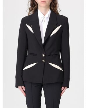 Elisabetta Franchi Cut-Out Crêpe Single-Breasted Blazer - Blue