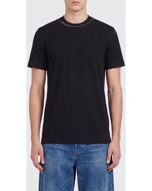 Dolce & Gabbana Dolce &Amp Gabbana Slim-Fit-T-Shirt Aus Baumwolle Mit Rundhalsausschnitt Und Kontrast-Logo - Schwarz